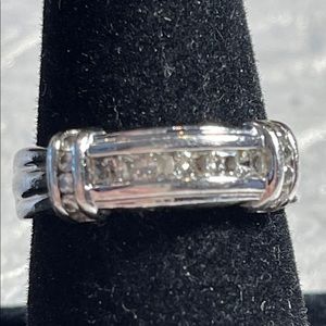 CZ & Silver Band Ring, sz 9